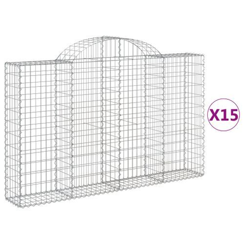 Paniers à gabions arqués 15 pcs 200x30x120/140 cm Fer galvanisé - Photo n°2; ?>