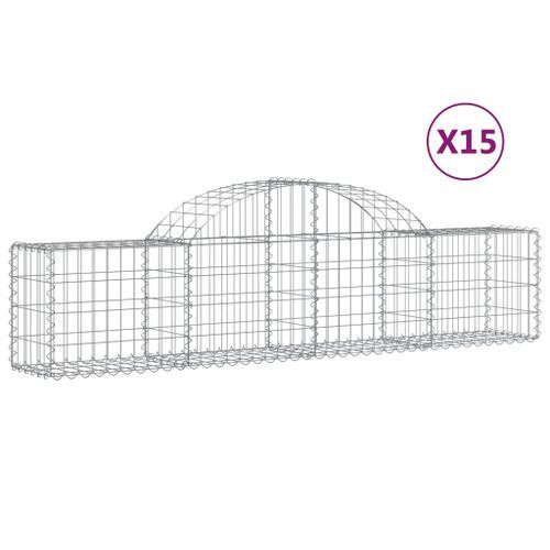 Paniers à gabions arqués 15 pcs 200x30x40/60 cm Fer galvanisé - Photo n°2; ?>