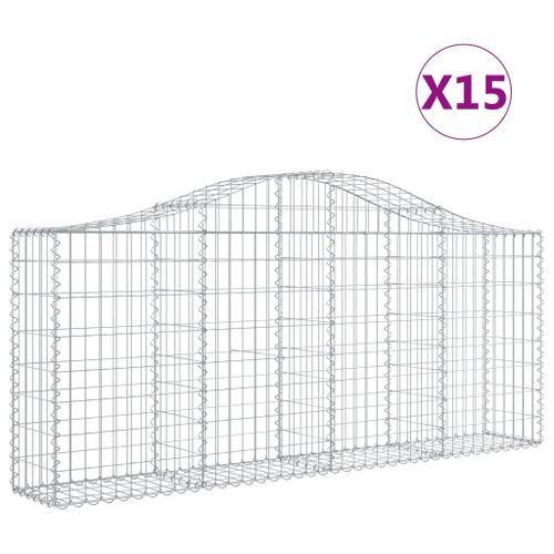 Paniers à gabions arqués 15 pcs 200x30x80/100 cm Fer galvanisé - Photo n°2; ?>