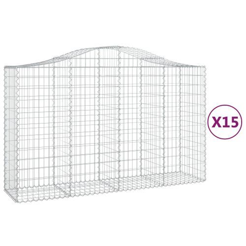 Paniers à gabions arqués 15 pcs 200x50x120/140 cm Fer galvanisé - Photo n°2; ?>