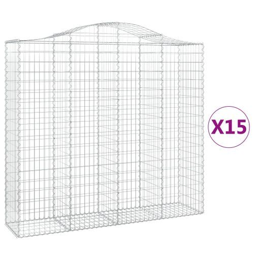 Paniers à gabions arqués 15 pcs 200x50x180/200 cm Fer galvanisé - Photo n°2; ?>