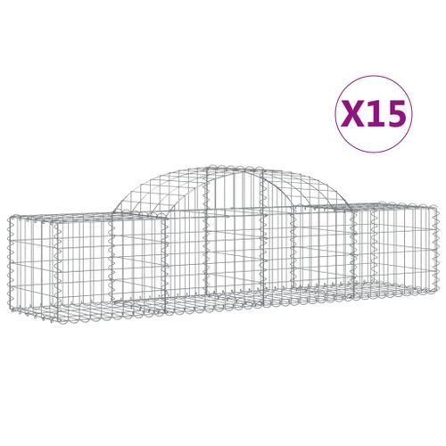 Paniers à gabions arqués 15 pcs 200x50x40/60 cm fer galvanisé - Photo n°2; ?>