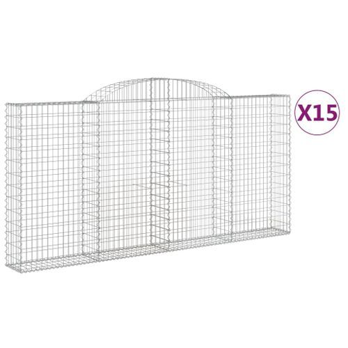 Paniers à gabions arqués 15 pcs 300x30x140/160 cm fer galvanisé - Photo n°2; ?>