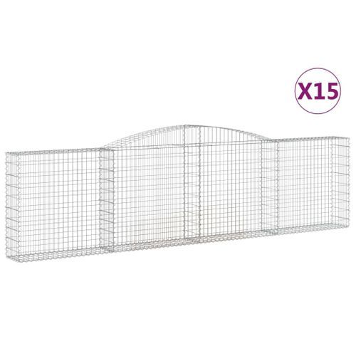 Paniers à gabions arqués 15 pcs 400x30x100/120 cm Fer galvanisé - Photo n°2; ?>