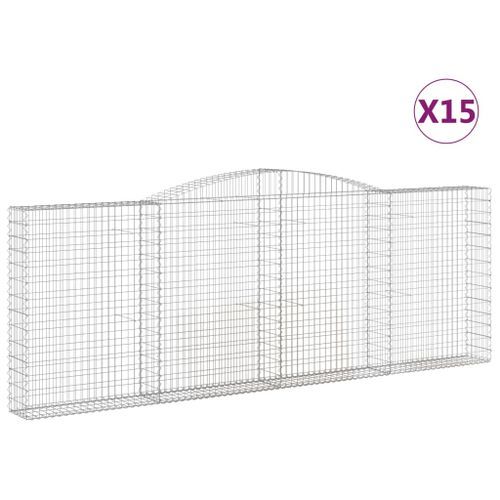 Paniers à gabions arqués 15 pcs 400x30x140/160 cm Fer galvanisé - Photo n°2; ?>