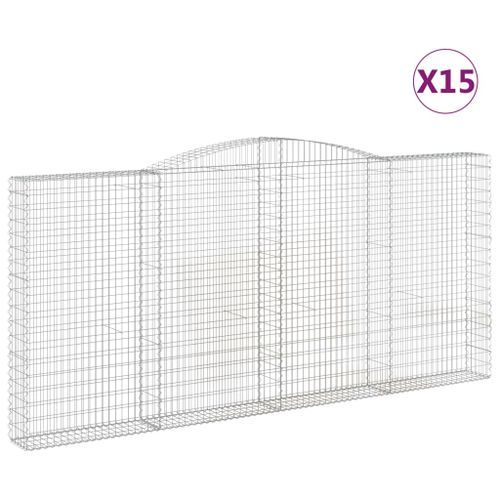 Paniers à gabions arqués 15 pcs 400x30x180/200 cm Fer galvanisé - Photo n°2; ?>