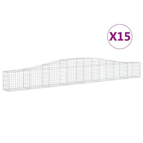 Paniers à gabions arqués 15 pcs 400x30x40/60 cm Fer galvanisé - Photo n°2; ?>