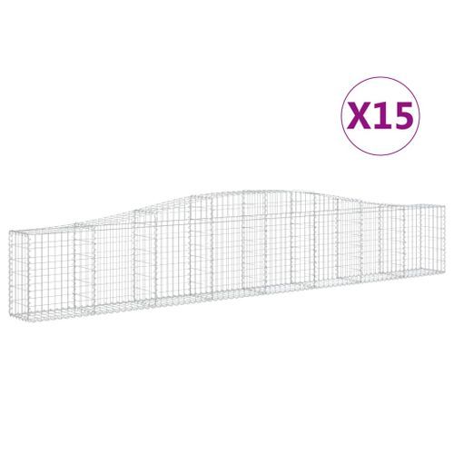 Paniers à gabions arqués 15 pcs 400x30x60/80 cm Fer galvanisé - Photo n°2; ?>