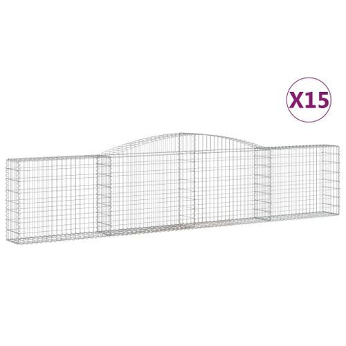 Paniers à gabions arqués 15 pcs 400x30x80/100 cm Fer galvanisé - Photo n°2; ?>