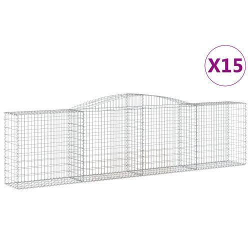 Paniers à gabions arqués 15 pcs 400x50x100/120 cm Fer galvanisé - Photo n°2; ?>