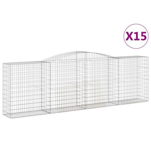 Paniers à gabions arqués 15 pcs 400x50x120/140 cm Fer galvanisé - Photo n°2; ?>