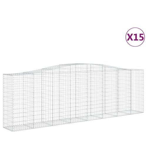 Paniers à gabions arqués 15 pcs 400x50x120/140 cm Fer galvanisé - Photo n°2; ?>