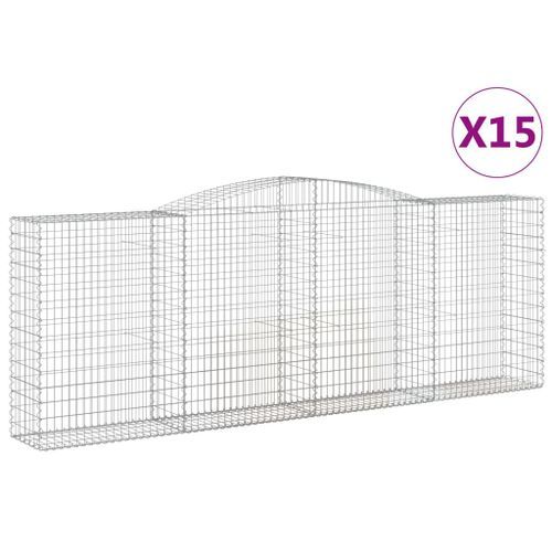 Paniers à gabions arqués 15 pcs 400x50x140/160 cm Fer galvanisé - Photo n°2; ?>