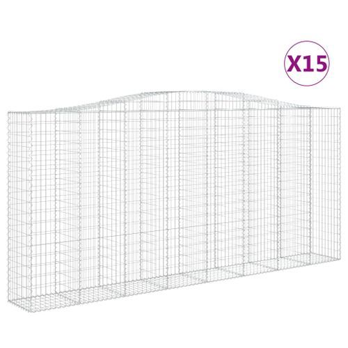 Paniers à gabions arqués 15 pcs 400x50x180/200 cm Fer galvanisé - Photo n°2; ?>