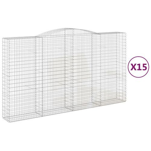 Paniers à gabions arqués 15 pcs 400x50x220/240 cm Fer galvanisé - Photo n°2; ?>