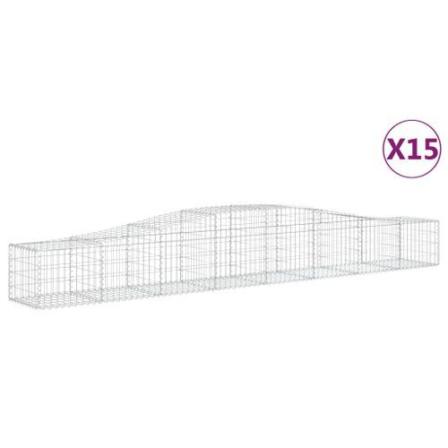 Paniers à gabions arqués 15 pcs 400x50x40/60 cm Fer galvanisé - Photo n°2; ?>