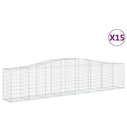 Paniers à gabions arqués 15 pcs 400x50x80/100 cm Fer galvanisé - Photo n°2; ?>