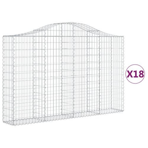 Paniers à gabions arqués 18 pcs 200x30x120/140 cm Fer galvanisé - Photo n°2; ?>