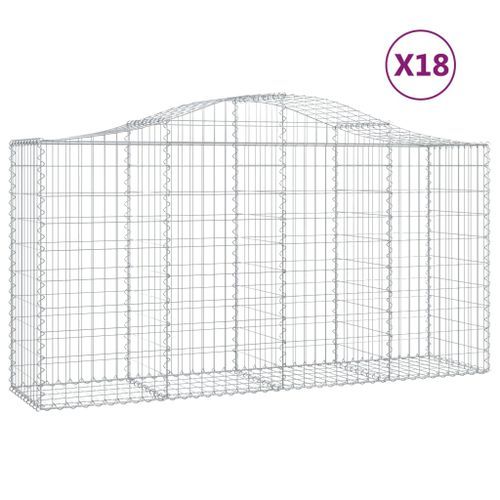 Paniers à gabions arqués 18 pcs 200x50x100/120 cm fer galvanisé - Photo n°2; ?>