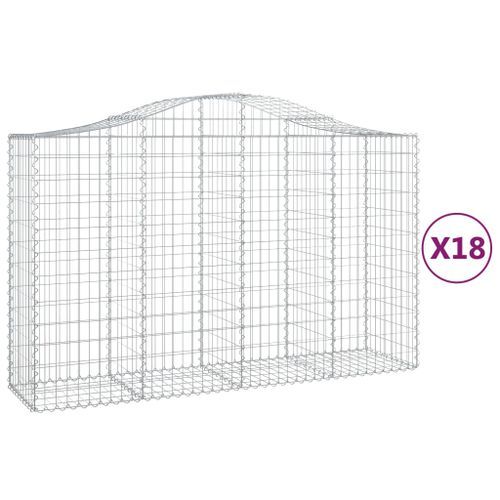 Paniers à gabions arqués 18 pcs 200x50x120/140 cm Fer galvanisé - Photo n°2; ?>