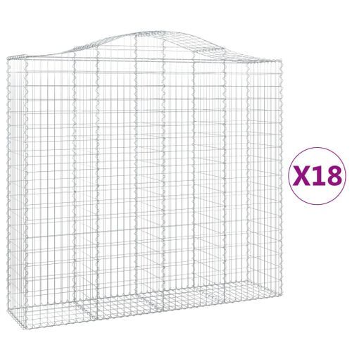 Paniers à gabions arqués 18 pcs 200x50x180/200 cm Fer galvanisé - Photo n°2; ?>