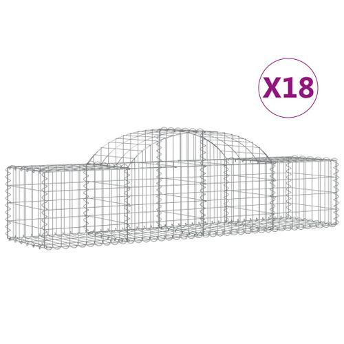 Paniers à gabions arqués 18 pcs 200x50x40/60 cm fer galvanisé - Photo n°2; ?>