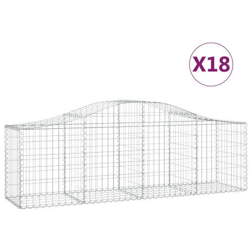 Paniers à gabions arqués 18 pcs 200x50x60/80 cm fer galvanisé - Photo n°2; ?>