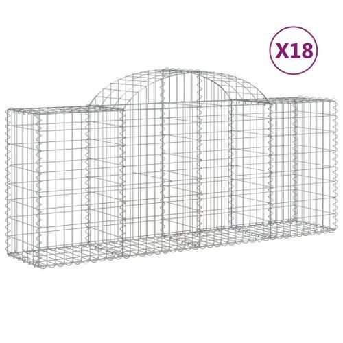 Paniers à gabions arqués 18 pcs 200x50x80/100 cm Fer galvanisé - Photo n°2; ?>