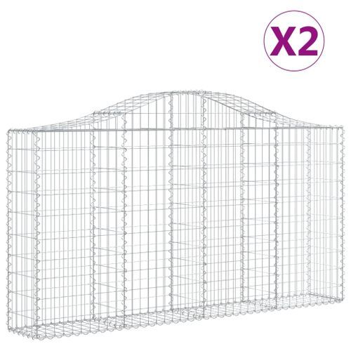 Paniers à gabions arqués 2 pcs 200x30x100/120 cm Fer galvanisé - Photo n°2; ?>