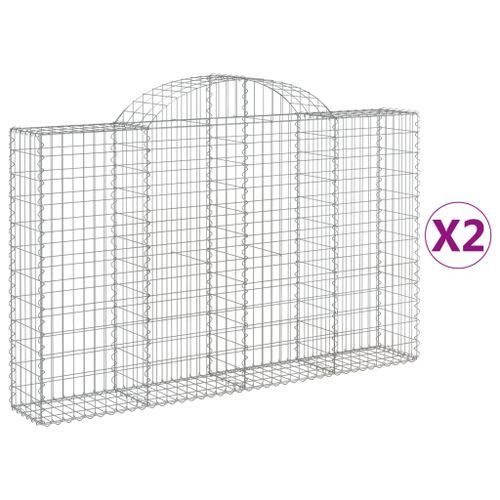 Paniers à gabions arqués 2 pcs 200x30x120/140 cm Fer galvanisé - Photo n°2; ?>