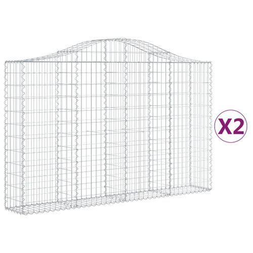 Paniers à gabions arqués 2 pcs 200x30x120/140 cm Fer galvanisé - Photo n°2; ?>