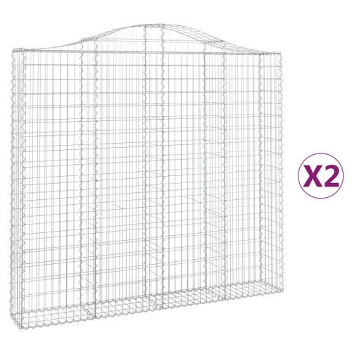 Paniers à gabions arqués 2 pcs 200x30x180/200 cm Fer galvanisé - Photo n°2; ?>