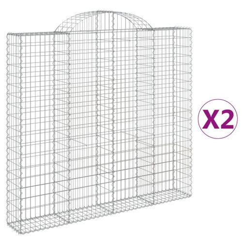 Paniers à gabions arqués 2 pcs 200x30x180/200 cm Fer galvanisé - Photo n°2; ?>