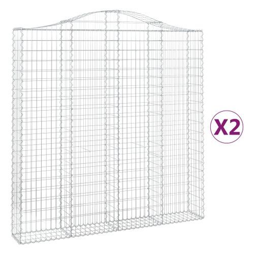 Paniers à gabions arqués 2 pcs 200x30x200/220 cm fer galvanisé - Photo n°2; ?>