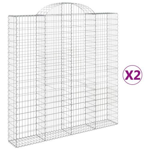 Paniers à gabions arqués 2 pcs 200x30x200/220 cm fer galvanisé - Photo n°2; ?>