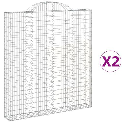 Paniers à gabions arqués 2 pcs 200x30x220/240 cm fer galvanisé - Photo n°2; ?>