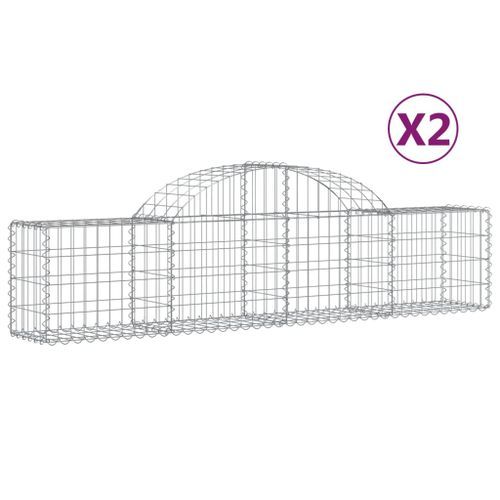 Paniers à gabions arqués 2 pcs 200x30x40/60 cm Fer galvanisé - Photo n°2; ?>