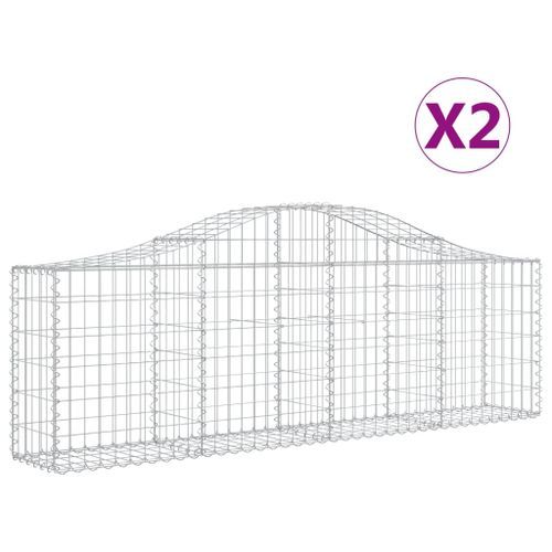 Paniers à gabions arqués 2 pcs 200x30x60/80 cm Fer galvanisé - Photo n°2; ?>