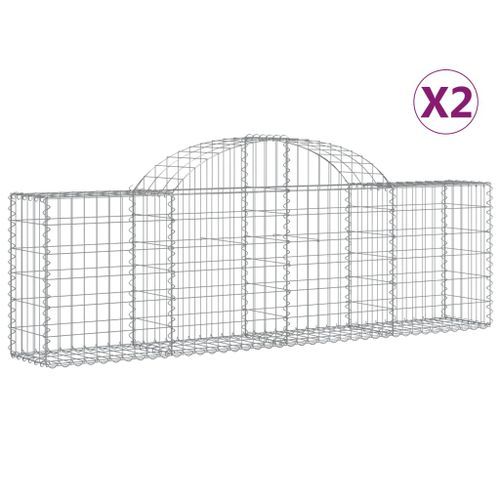 Paniers à gabions arqués 2 pcs 200x30x60/80 cm Fer galvanisé - Photo n°2; ?>