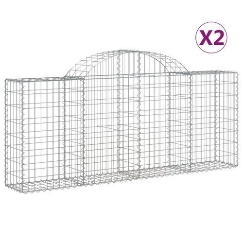 Paniers à gabions arqués 2 pcs 200x30x80/100 cm Fer galvanisé - Photo n°2; ?>