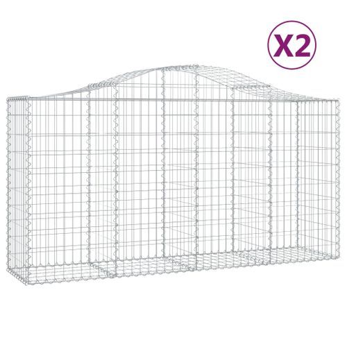 Paniers à gabions arqués 2 pcs 200x50x100/120 cm fer galvanisé - Photo n°2; ?>