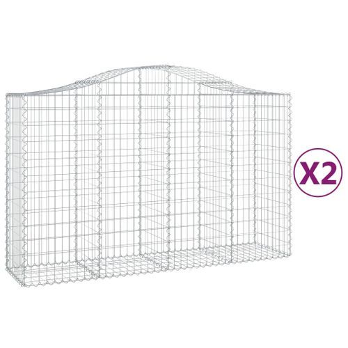 Paniers à gabions arqués 2 pcs 200x50x120/140 cm Fer galvanisé - Photo n°2; ?>