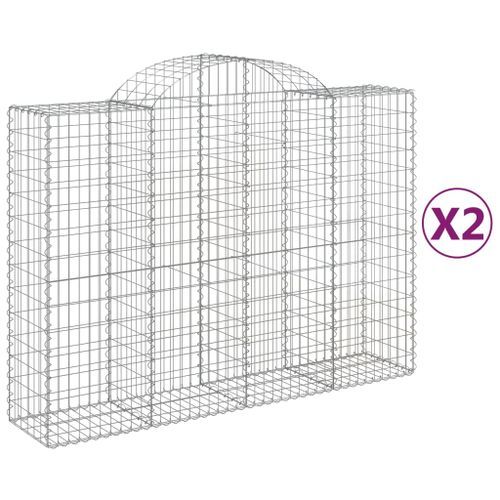 Paniers à gabions arqués 2 pcs 200x50x140/160 cm Fer galvanisé - Photo n°2; ?>