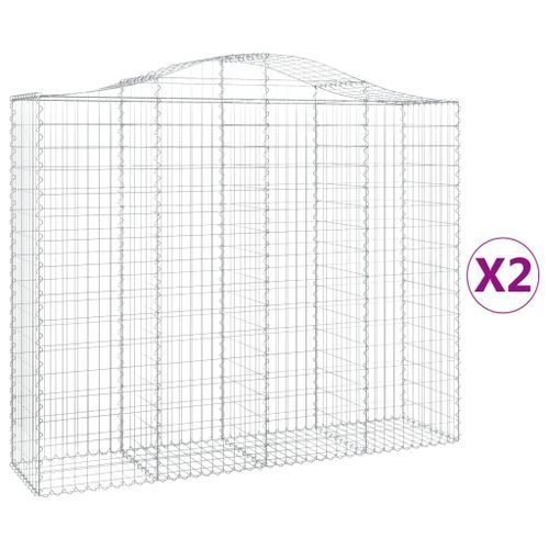 Paniers à gabions arqués 2 pcs 200x50x160/180 cm Fer galvanisé - Photo n°2; ?>