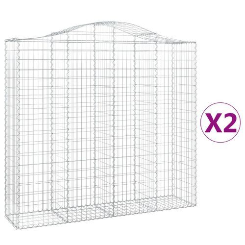 Paniers à gabions arqués 2 pcs 200x50x180/200 cm Fer galvanisé - Photo n°2; ?>