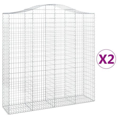 Paniers à gabions arqués 2 pcs 200x50x200/220 cm Fer galvanisé - Photo n°2; ?>