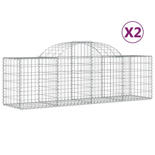 Paniers à gabions arqués 2 pcs 200x50x60/80 cm Fer galvanisé - Photo n°2; ?>