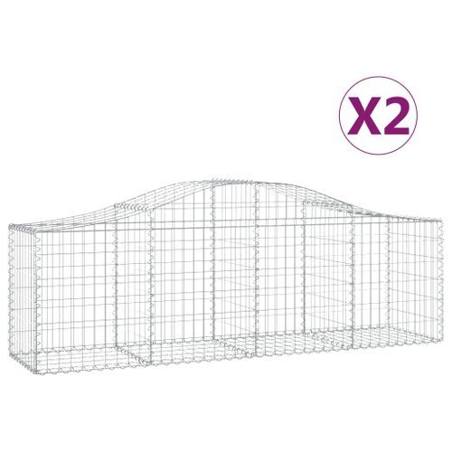 Paniers à gabions arqués 2 pcs 200x50x60/80 cm Fer galvanisé - Photo n°2; ?>