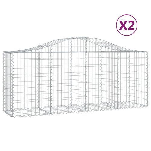 Paniers à gabions arqués 2 pcs 200x50x80/100 cm Fer galvanisé - Photo n°2; ?>