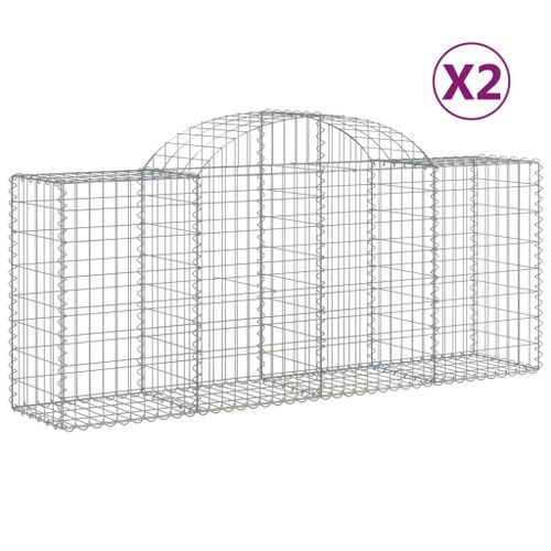 Paniers à gabions arqués 2 pcs 200x50x80/100 cm Fer galvanisé - Photo n°2; ?>